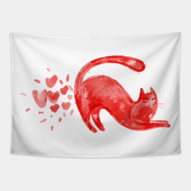 Narcissistic red cat and his lovely fart Tapestry by iulistration