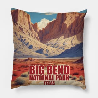 Big Bend National Park Texas USA Travel Tourism Retro Vintage Pillow