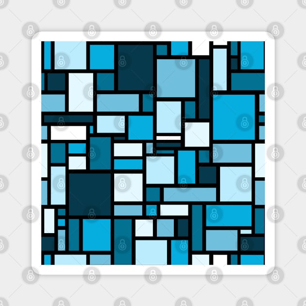 Blue Square and Rectangle Geometric Patterns - Disco Vibes Magnet by SemDesigns