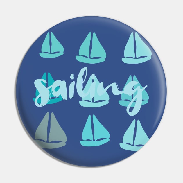 Funny Mint Sailing Boats Pattern Pin by technotext