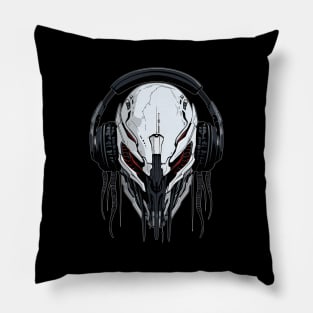 Alien with Headphones Pillow