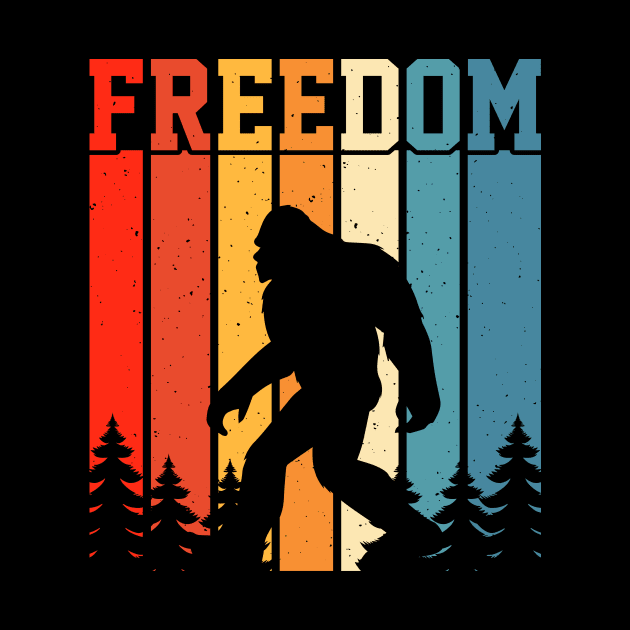 Retro Bigfoot Freedom Sasquatch by Teewyld