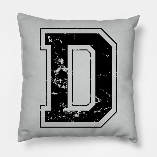 Initial Letter D Black Jersey Sports Athletic Player Pillow by porcodiseno