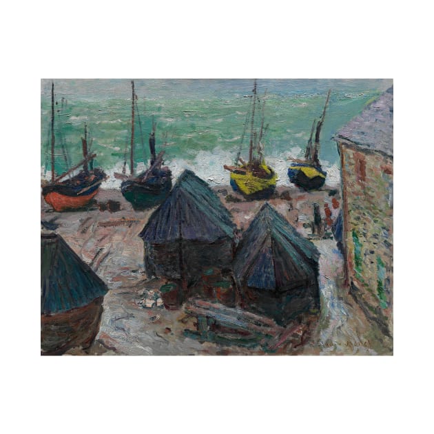 Boats on the Beach at Etretat by Claude Monet by Classic Art Stall