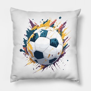 Soccer ball league players with paint splashes. English Football Pillow