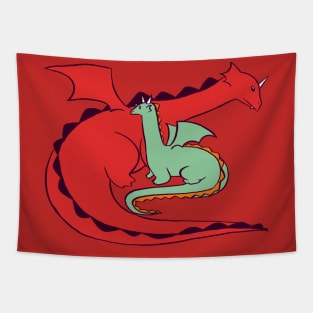 Red and Green Dragon Tapestry