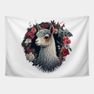 Charming Watercolor Llama - Playful and Vibrant Illustration Tapestry