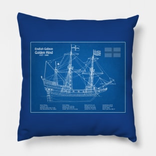 Golden Hind or Golden Hinde. Francis Drake Ship - ADL Pillow