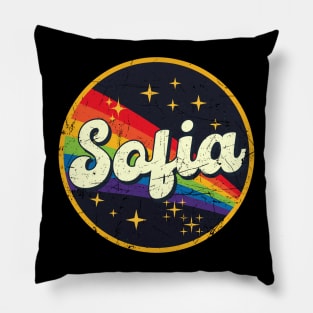 Sofia // Rainbow In Space Vintage Grunge-Style Pillow