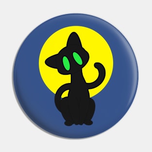 Cute Halloween Cat with Moon Pin