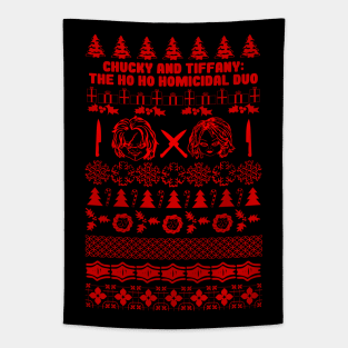 Chucky and Tiffany Ho Ho Holiday Sweater Tapestry