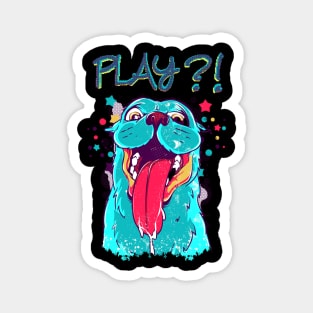 happy monster dog on a stars Magnet