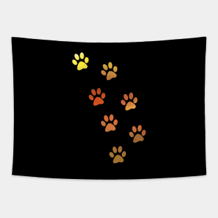 Red Watercolour Paw Prints Tapestry