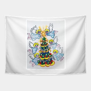 Angels with Christmas tree Tapestry