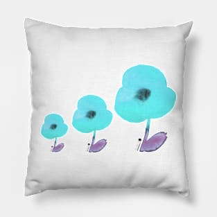 turquoise poppies dance Pillow