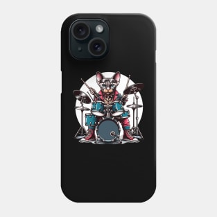 Devon Rex Cat Playing Drums Phone Case