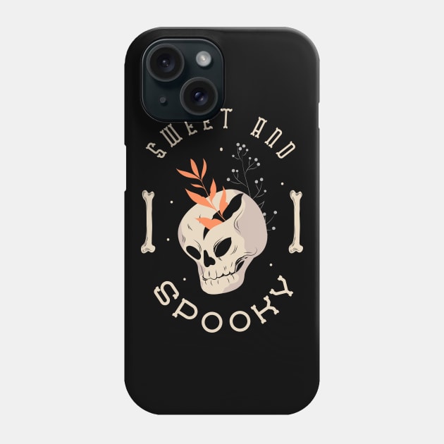 Sweet And Spooky Halloween Skull Phone Case by M n' Emz Studio