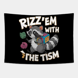Rizz Em With The Tism - Autism Awareness Day Raccoon For Kids Classic Tapestry