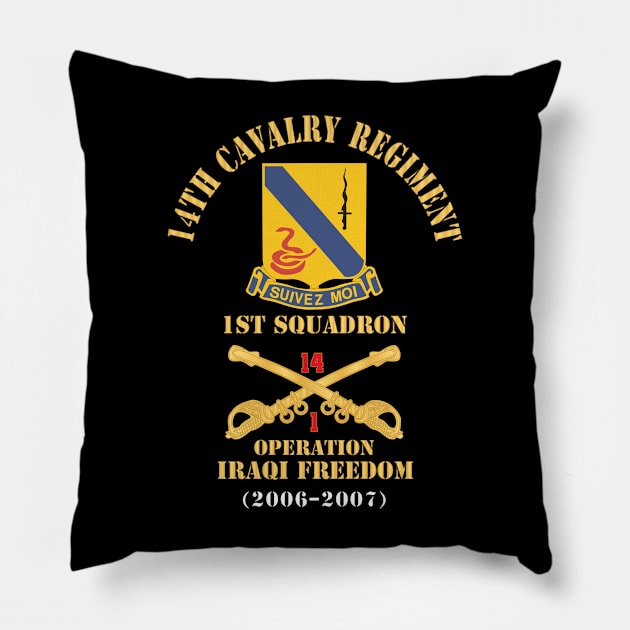 Army - 14th Cavalry Regiment w Cav Br - 1st Squadron - Operation Iraqi Freedom - 2006–2007 - Red Txt X 300 Pillow by twix123844