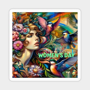 "Woman with birds" Magnet