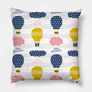 Hot Air Balloon Seamless Pattern Pillow