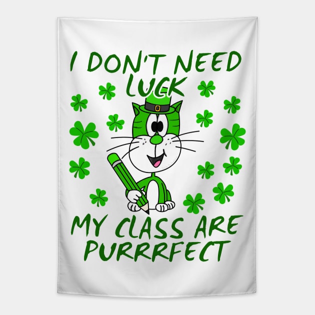 St. Patrick's Day Teacher Cat Tapestry by doodlerob