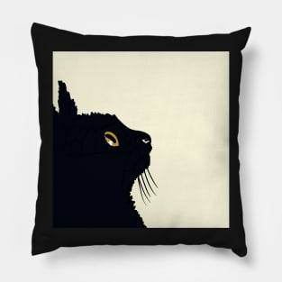 Little black cat looking up Pillow