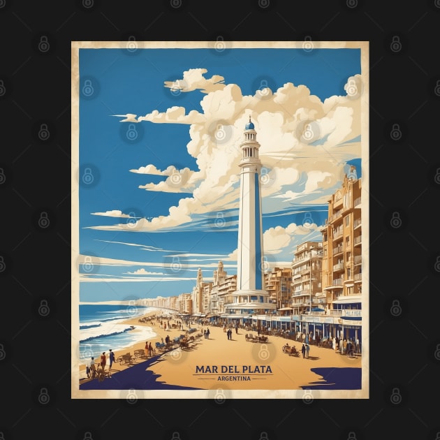 Mar del Plata Argentina Vintage Tourism Poster by TravelersGems