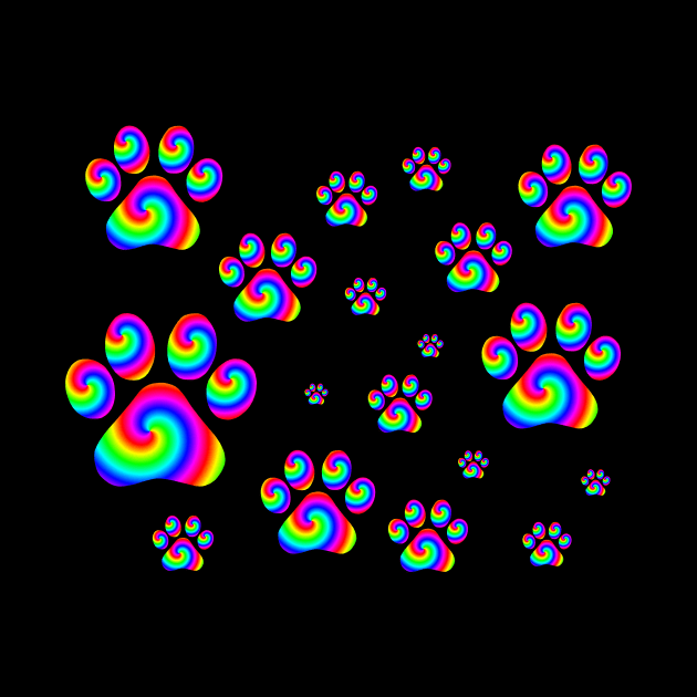 Rainbow Swirly Pawprint Pattern by Art by Deborah Camp