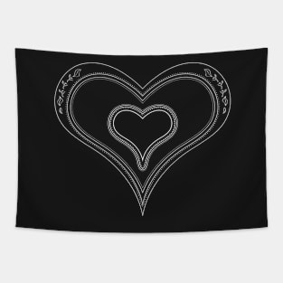 Heart - White Outline Tapestry