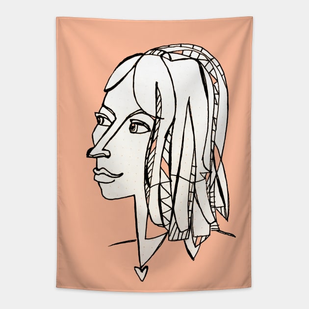 Strong Woman Hand Drawn Tapestry by badlydrawnbabe