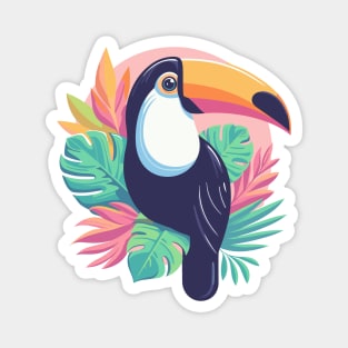 Toucan pastel jungle leaves Magnet