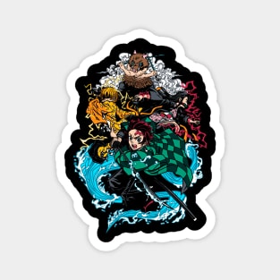 Demon Slayer Main Four in Action Magnet
