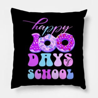 100th days of school Funny pink groovy donuts kindergarten Teachers Pillow