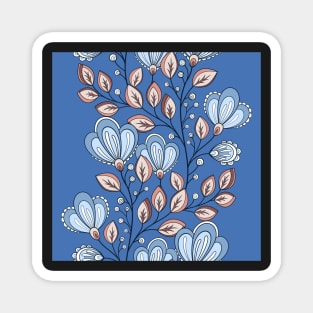 Colored Striped Pattern with Vintage Floral Motifs Magnet