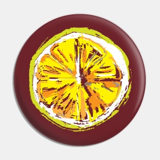 Retro Lemon Slice Illustration Pin