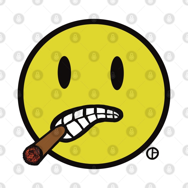 Bud The Cigar Chomping Smiley Face by Art from the Blue Room