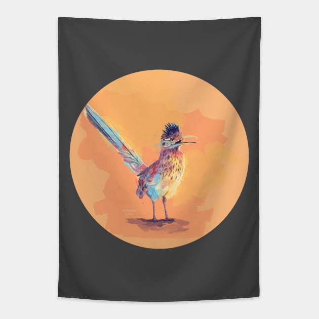 Desert Song - Roadrunner Bird Tapestry by Flo Art Studio