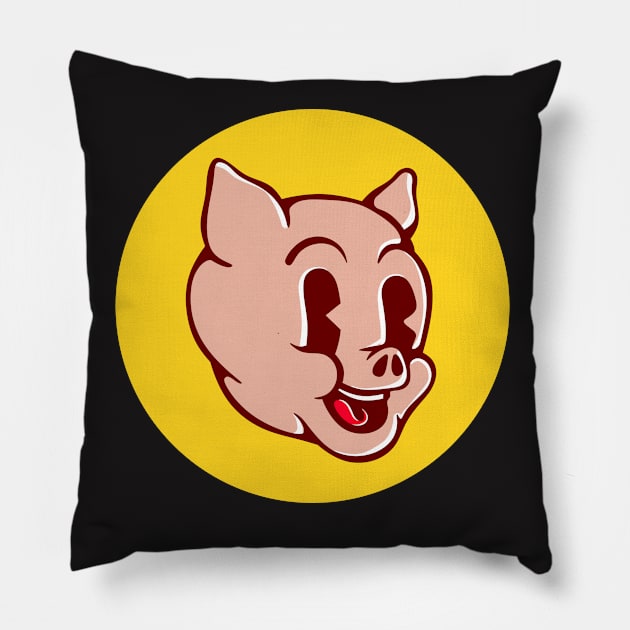Pink Piggy The Meaty Logo Design Pillow by Al-loony
