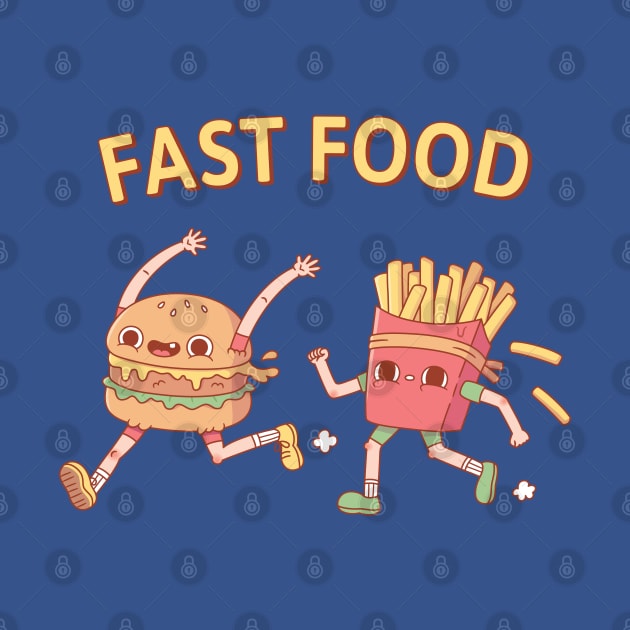 Funny Fast Food Running Burger and Fries by rustydoodle