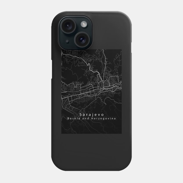 Sarajevo Bosnia and Herzegovina City Map dark Phone Case by Robin-Niemczyk