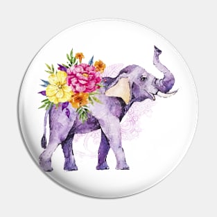 elephant and flowers Pin