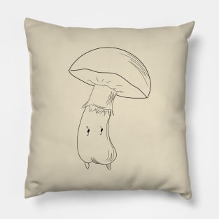 Boletus Mushroom Black Lineart Pillow