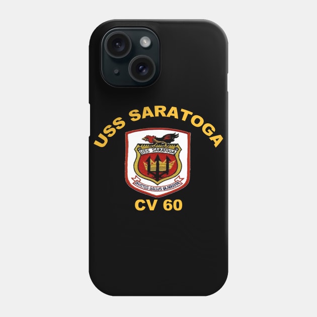 USS Saratoga CV-62 Crest for Dark Colors Phone Case by Spacestuffplus