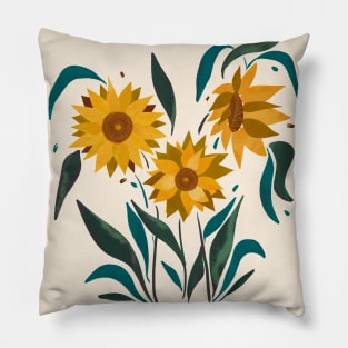 Sunflower yellow vintage Pillow