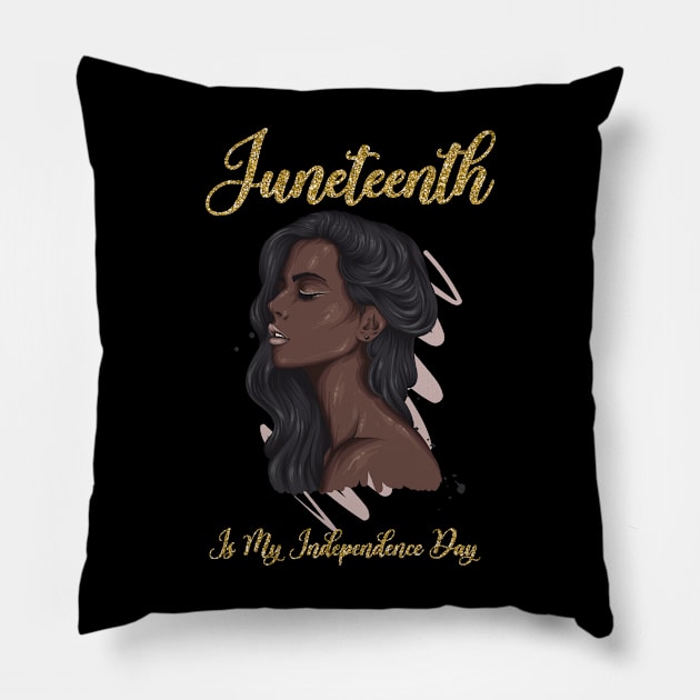 Juneteenth Black Girl Cute afro Girl Queen Celebrating 1865 Independence Pillow by kevenwal