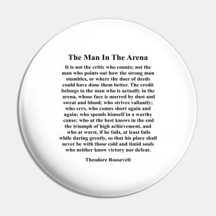 The Man In The Arena, Theodore Roosevelt Brene Brown Inspired Motivational Quote Pin