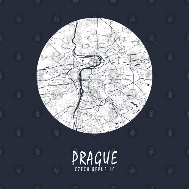 Prague, Czech Republic City Map - Full Moon by deMAP Studio