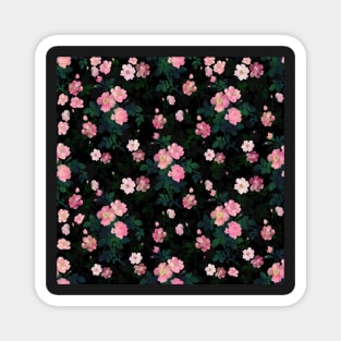 Romantic Black Pink Roses Floral Watercolor Painting Magnet