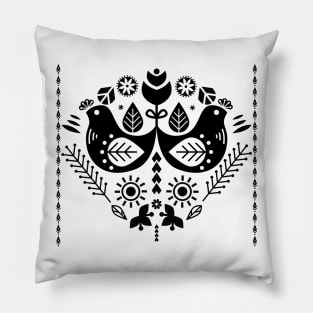 Minimalist Scandinavian Folk Birds Pillow